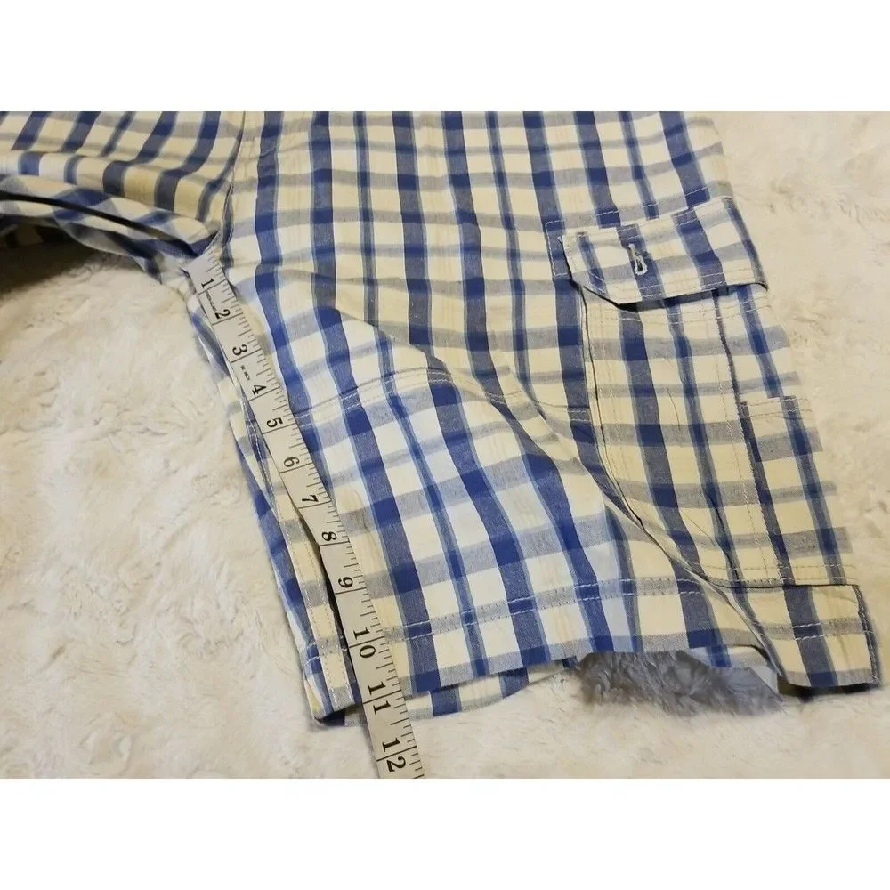 Levi's Mens Cargo Shorts Size 42 Blue White Plaid Pockets Gorpcore Grunge
